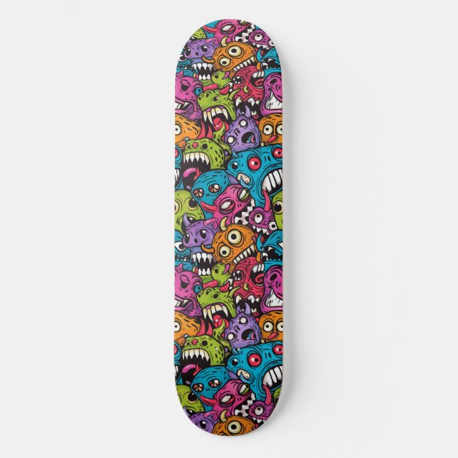 Skateboard Tableau de bord des monstres de dessin cool (Recto)