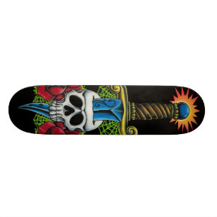 Skateboard Tableau de bord des Roses, du crâne et du dague