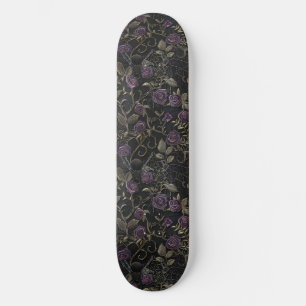Skateboard Tableau de bord gothique noir violet Roses et arai