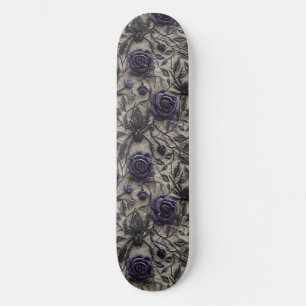 Skateboard Tableau de bord gothique noir violet Roses et arai