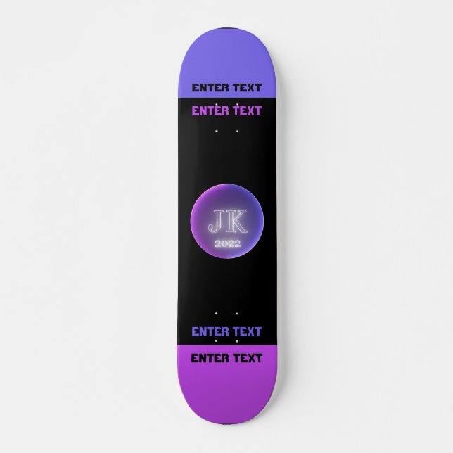 Skateboard Tableau de bord JK 2022 Texte personnalisé (Devant)