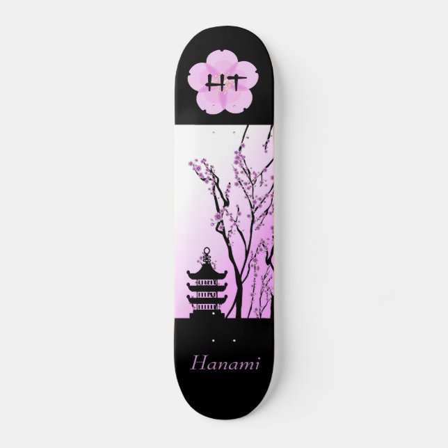 Skateboard Tableau de bord monographique japonais en fleurs d (Recto)