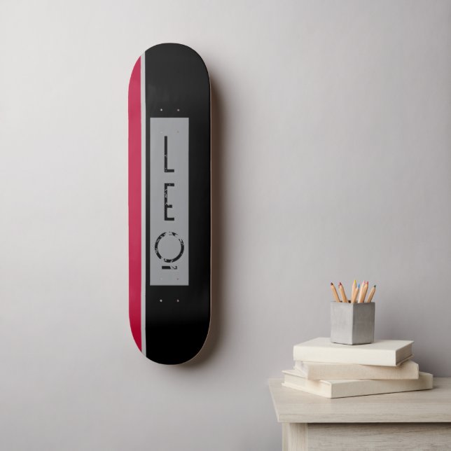Skateboard Tableau de bord noir gris-rouge personnalisé (Art mural)
