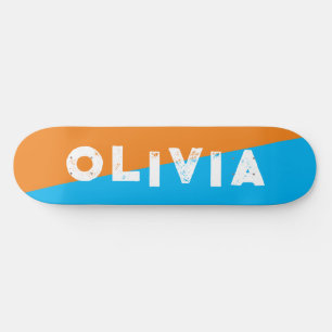 Skateboard tableau de bord orange et bleu