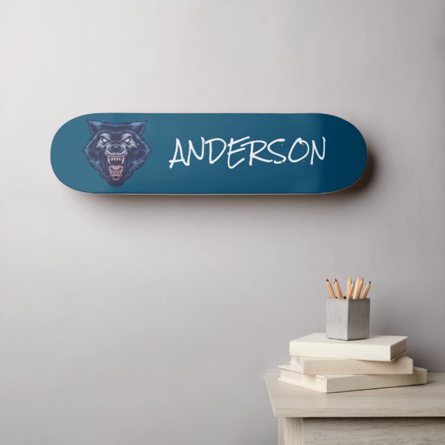 Skateboard Tableau de bord personnalisé Blue Wolve (Art mural (Horz))