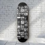 Skateboard Tableau de bord personnalisé Cool Instagram Photo<br><div class="desc">Cool,  pont de skateboard moderne avec votre Instagram Photo Collage personnalisé. Personnalisez facilement avec vos photos préférées. Fabrique une grande plate-forme d'affichage avec une monture murale (séparée) pour un grand cadeau d'anniversaire ou de remise de diplômes! Ce design est noir et blanc.</div>
