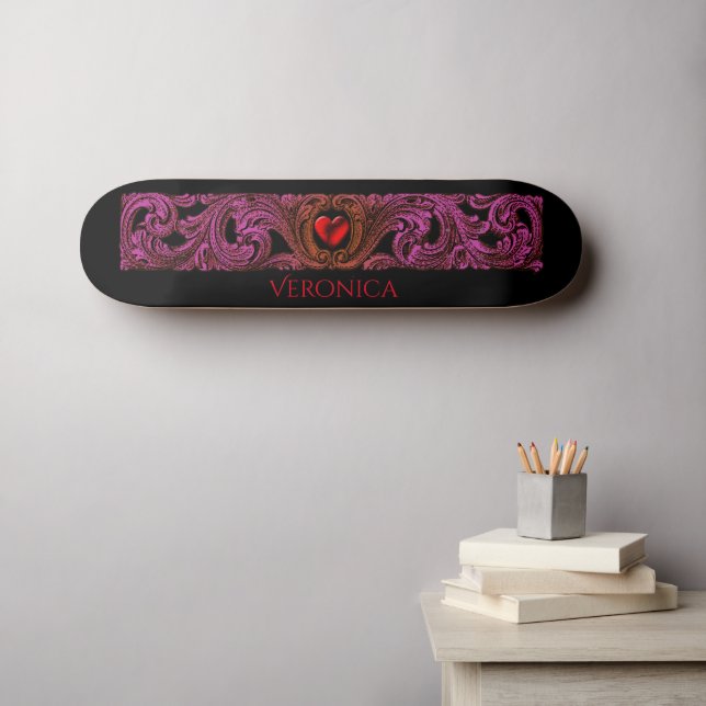 Skateboard Tableau de bord personnalisé Red Goth Heart (Art mural (Horz))