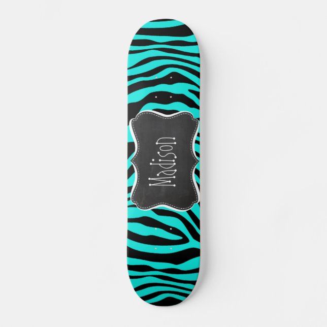 Skateboard Tableau de bord ; Poster de animal bleu turquoise (Recto)