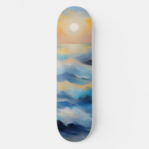 Skateboard Tableau des vagues bleu clair sous le soleil