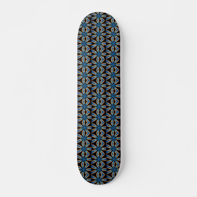 Skateboard tableau géométrique noir et bleu (Devant)