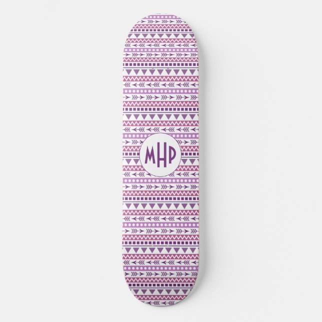 Skateboard Tableaux monogrammes personnalisés Motif Aztec (Recto)