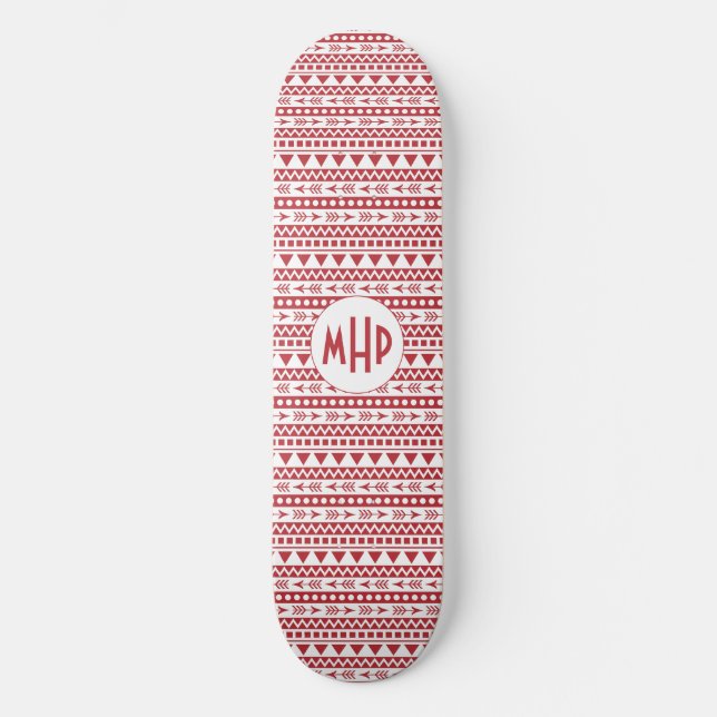 Skateboard Tableaux monogrammes personnalisés Motif Aztec (Recto)
