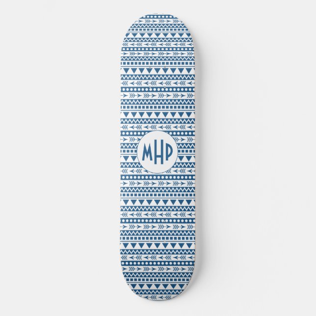 Skateboard Tableaux monogrammes personnalisés Motif Aztec (Recto)