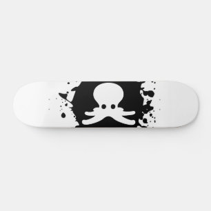 Skateboard Tache d'encre de pieuvre noire et blanche