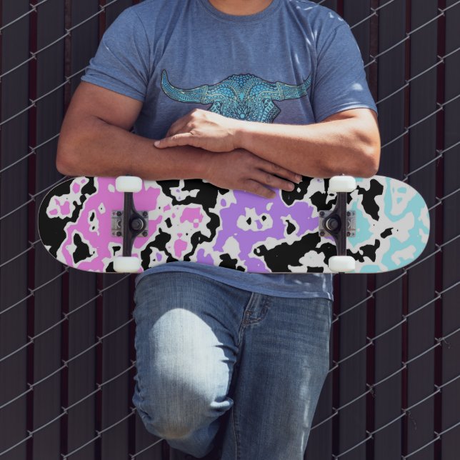 Skateboard Tache d'encre pastel 2 (Extérieur 3)