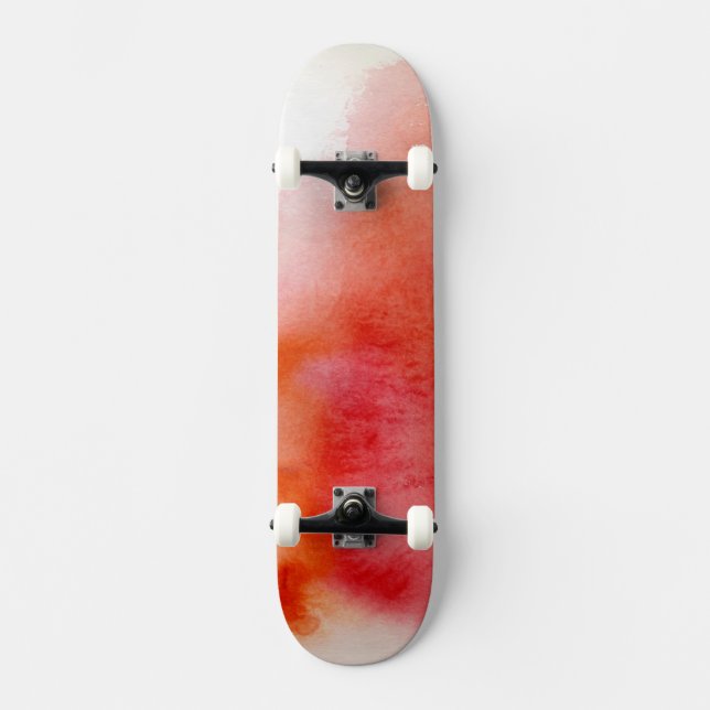 Skateboard Tache rouge, peint à la main abstrait d'aquarelle (Recto)