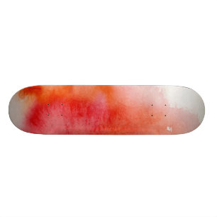 Skateboard Tache rouge, peint à la main abstrait d'aquarelle