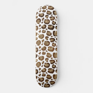 Skateboard Taches de léopard Animaux sauvages Paillettes doré