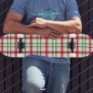 Skateboard Tartan plat de Noël - Blanc