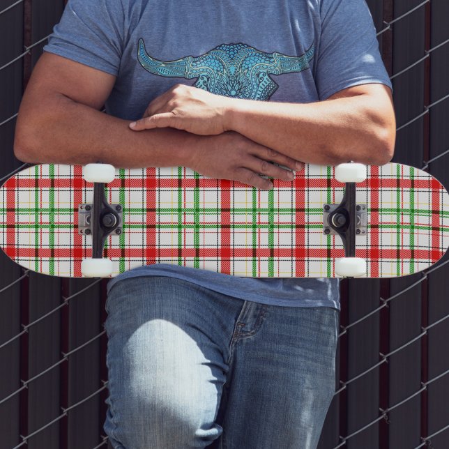 Skateboard Tartan plat de Noël - Blanc (Créateur téléchargé)