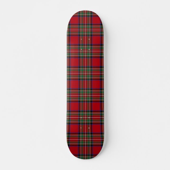 Skateboard Tartan Stewart Classique Rustique Vert Rouge Plaid (Devant)