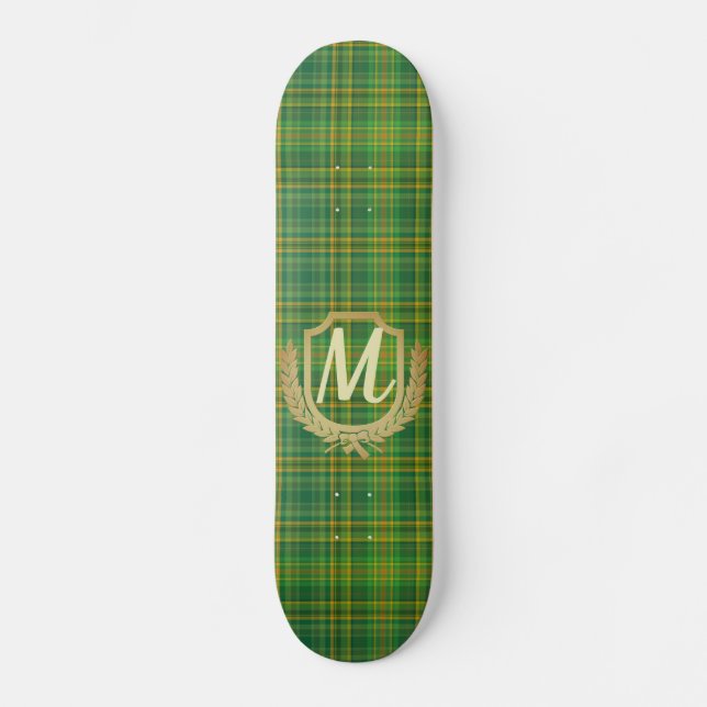 Skateboard Tartan vert riche (Plaid) personnalisé (Recto)