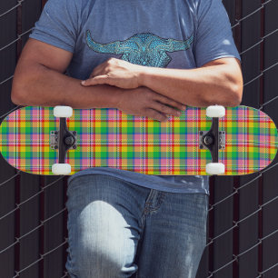 Skateboard Tartan vert rose
