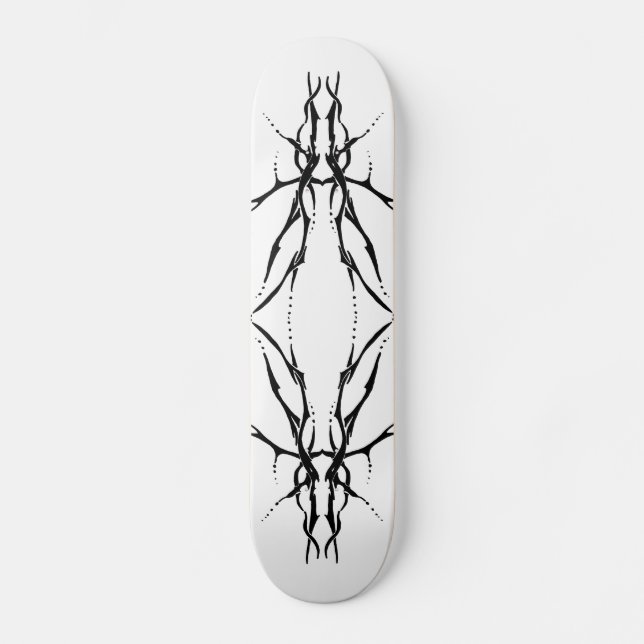 Skateboard Tatouage crâne de cerf tribal - noir et blanc (Recto)