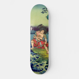 Skateboard Tatouage de dragon japonais guerrier samouraï skat