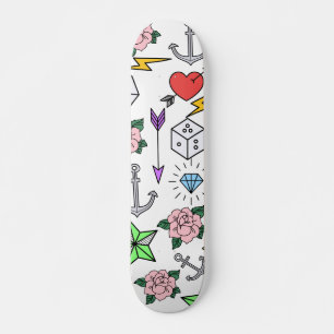 Skateboard Tatouage de la vieille école