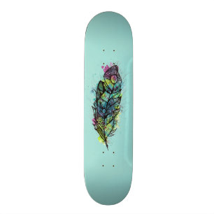 Skateboard Tatouage de plume d'aquarelle