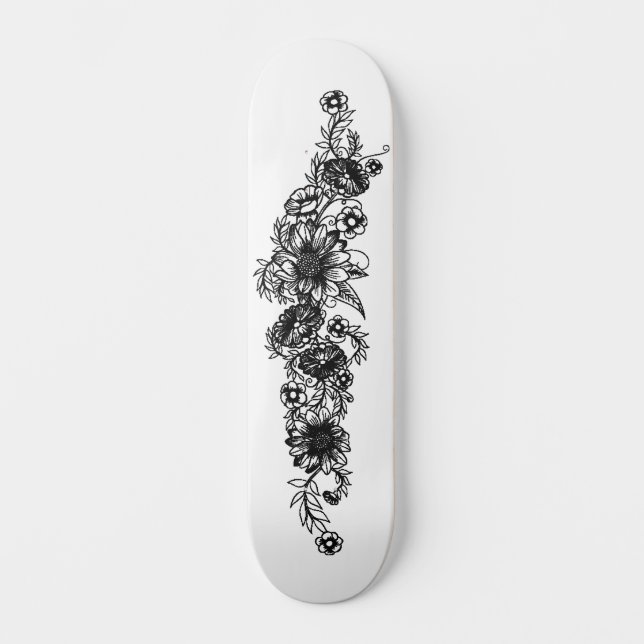 Skateboard Tatouage floral (Recto)