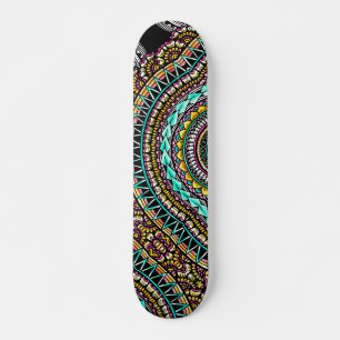 Skateboard Tatouage noir moderne Ikat Motif tribal géométriqu