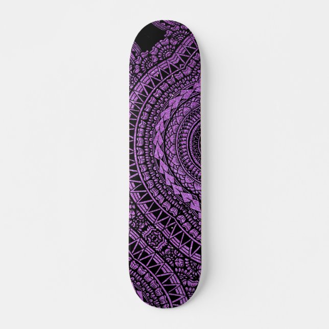 Skateboard Tatouage noir moderne Ikat Motif tribal géométriqu (Devant)
