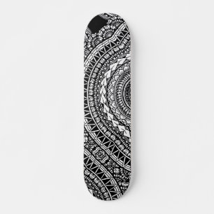 Skateboard Tatouage noir moderne Ikat Motif tribal géométriqu