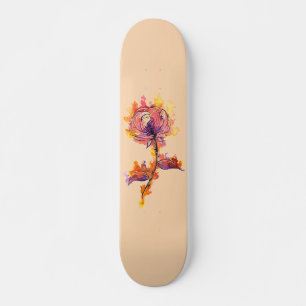 Skateboard Tattoo Rose en feu