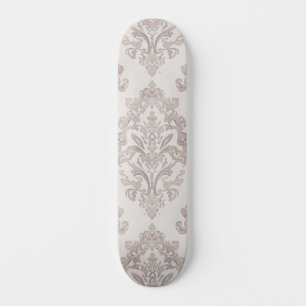 Skateboard Taupe doux damas aquarelle floral classique