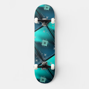 Skateboard Teal & Diamants 