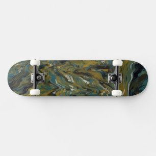 Skateboard Teal, or, White and Black Oils