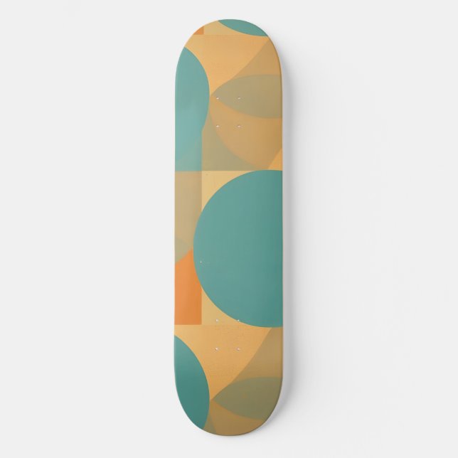 Skateboard Teal, Tan, and Orange in Retro Look Pattern (Recto)