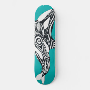 Skateboard Teal Tribal Orca
