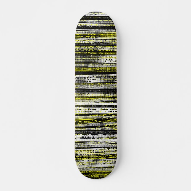 Skateboard Tech Decay - noir et blanc sur jaune (Devant)