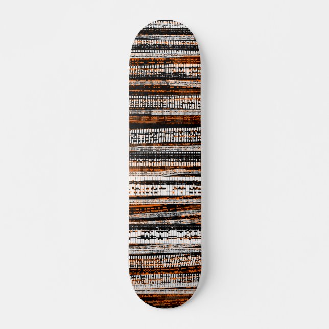 Skateboard Technologie Decay - Noir et Blanc sur Orange (Devant)