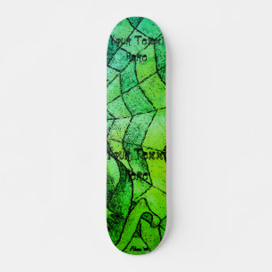 Skateboard teintes vert chevron cobweb art rétro abstrait