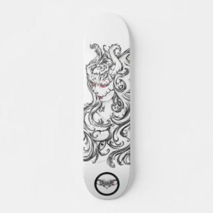 Skateboard Témoin rouge yeux noir et blanc ligne art