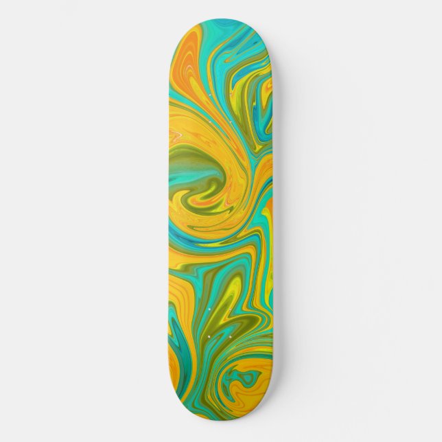 Skateboard Tendance Neon Jaune Orange Vert Abstrait (Recto)