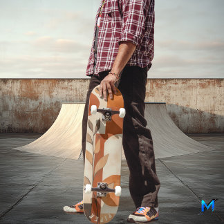 Skateboard Terracotta Boho - Feuille organique minimaliste