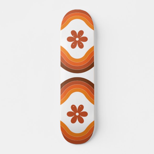 Skateboard Terracotta Mid Century Floral Moderne Arc-en-ciel  (Devant)