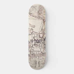 Skateboard Terrasse du Café la nuit, Dessin d'art fin, Van Go