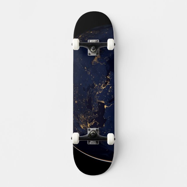 Skateboard Terre Pleine Avec Lumières De Ville (Recto)